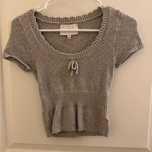 Pink Rose Gray Knit Crop Top